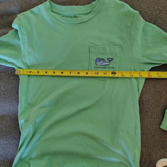 2 Vineyard Vines Boys S 8-10 Long Sleeve Tees - Mint and Sky Blue Logo Pockets - Picture 11 of 14